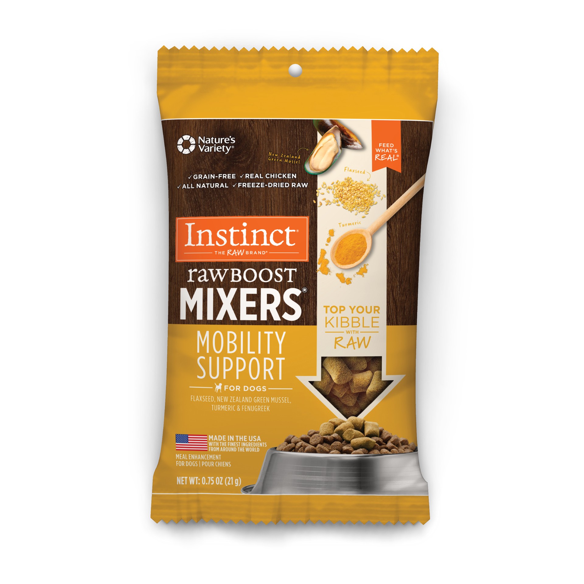 slide 1 of 6, Instinct Raw Boost Mixers Mobility Support Freeze-Dried Dog Food Topper, 0.75 oz. Bag, 0.75 oz