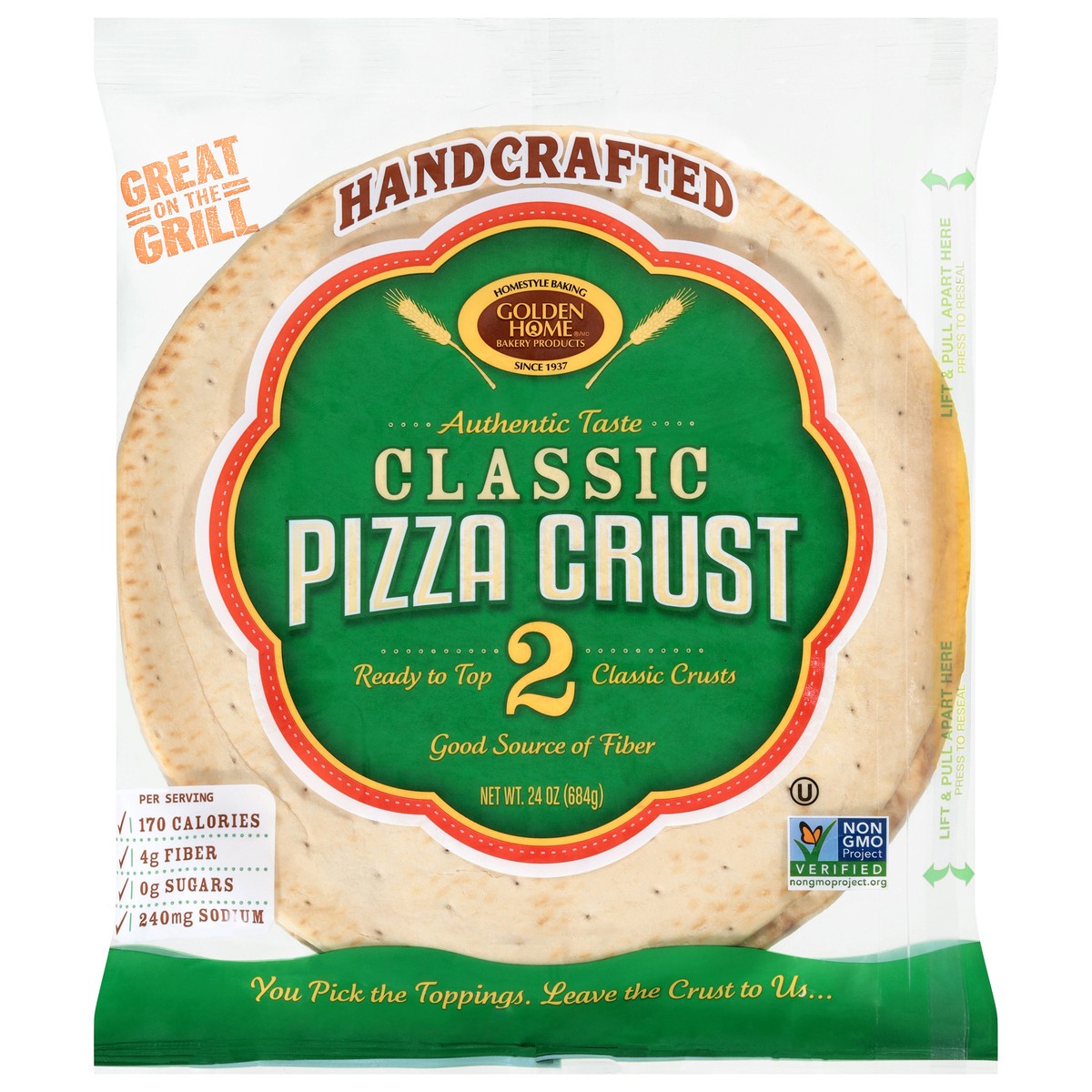 slide 3 of 4, Golden Home Classic Pizza Crust 2 Each, 2 ct