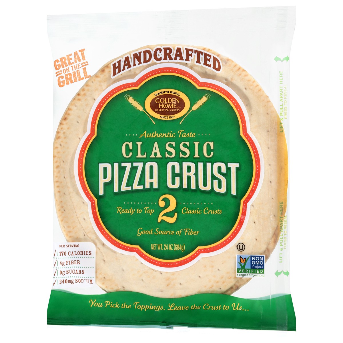 slide 2 of 4, Golden Home Classic Pizza Crust 2 Each, 2 ct