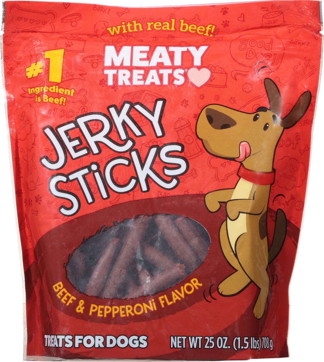 slide 8 of 10, Meaty Treats Treats for Dogs, Beef & Pepperoni Flavor, Jerky Sticks, 25 oz