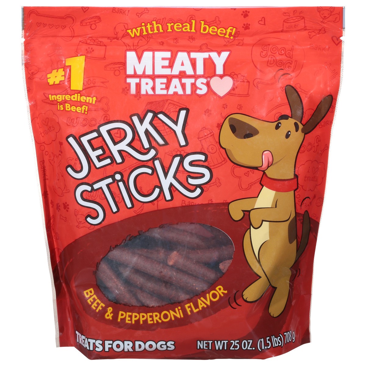 slide 10 of 10, Meaty Treats Treats for Dogs, Beef & Pepperoni Flavor, Jerky Sticks, 25 oz