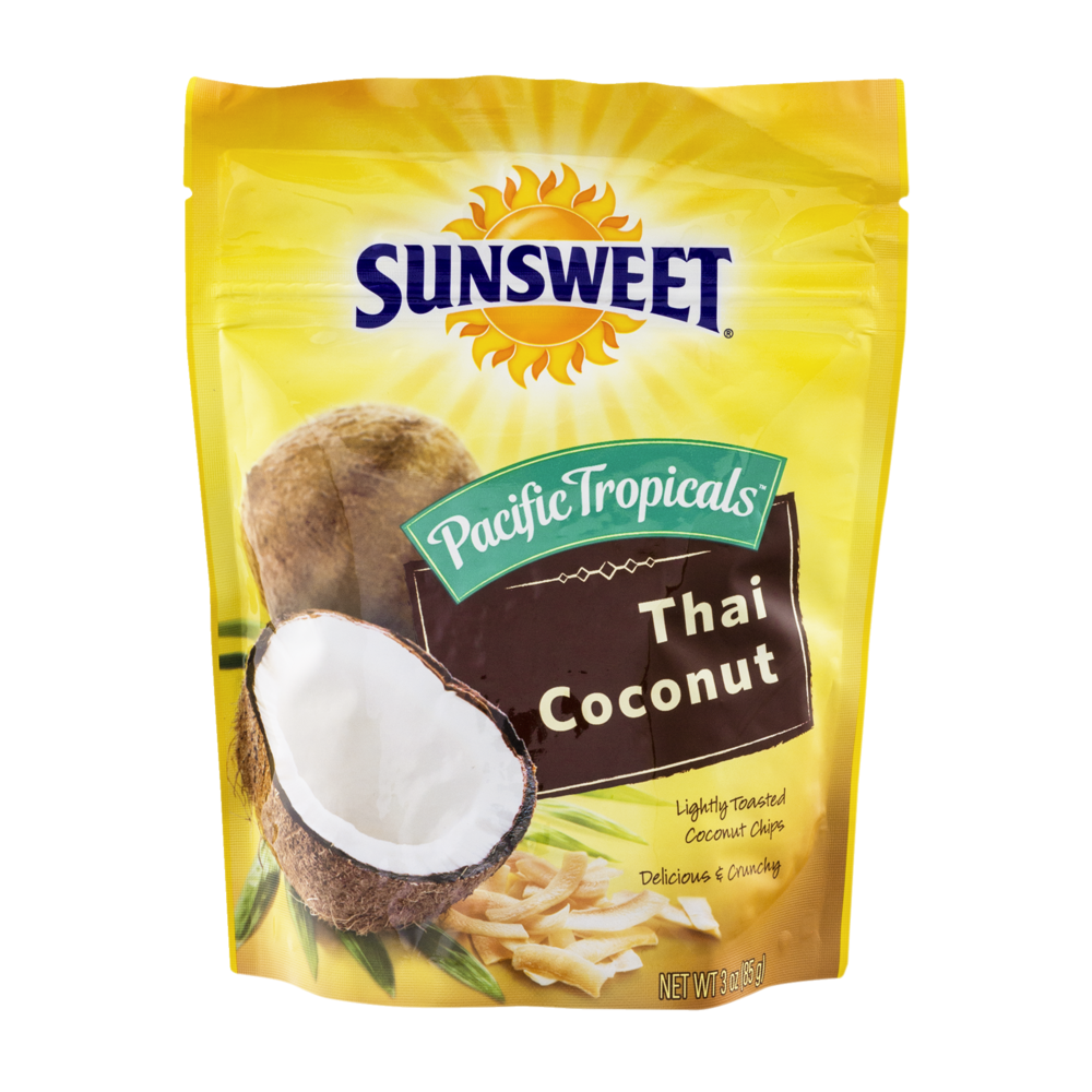 slide 1 of 1, Sunsweet Pacific Tropicals Thai Lightly Toasted Coconut Chips, 3 oz