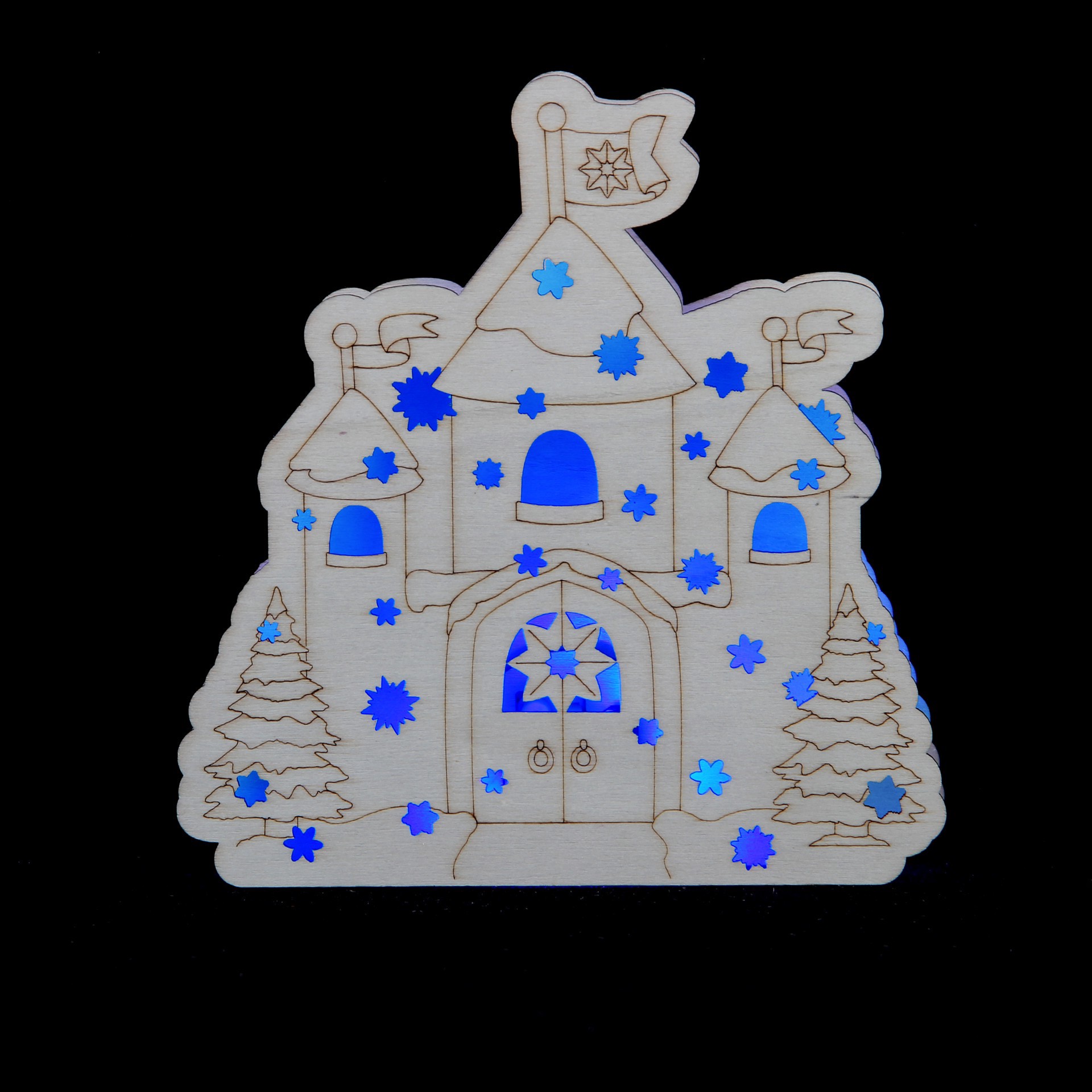 slide 2 of 3, 6.5" Diy Castle Led Wood Decor By Make Market, 6.2 in x 1.18 in x 6.5 in