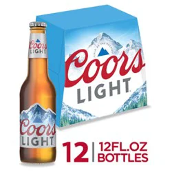 Coors Light American Style Light Lager Beer 4.2% Abv Bottles - 12-12 Fl. Oz.