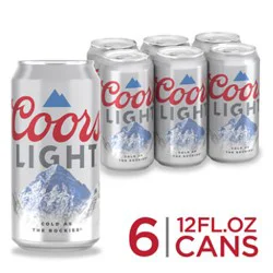 Coors Light American Style Light Lager Beer 4.2% Abv Cans - 6-12 Fl. Oz.