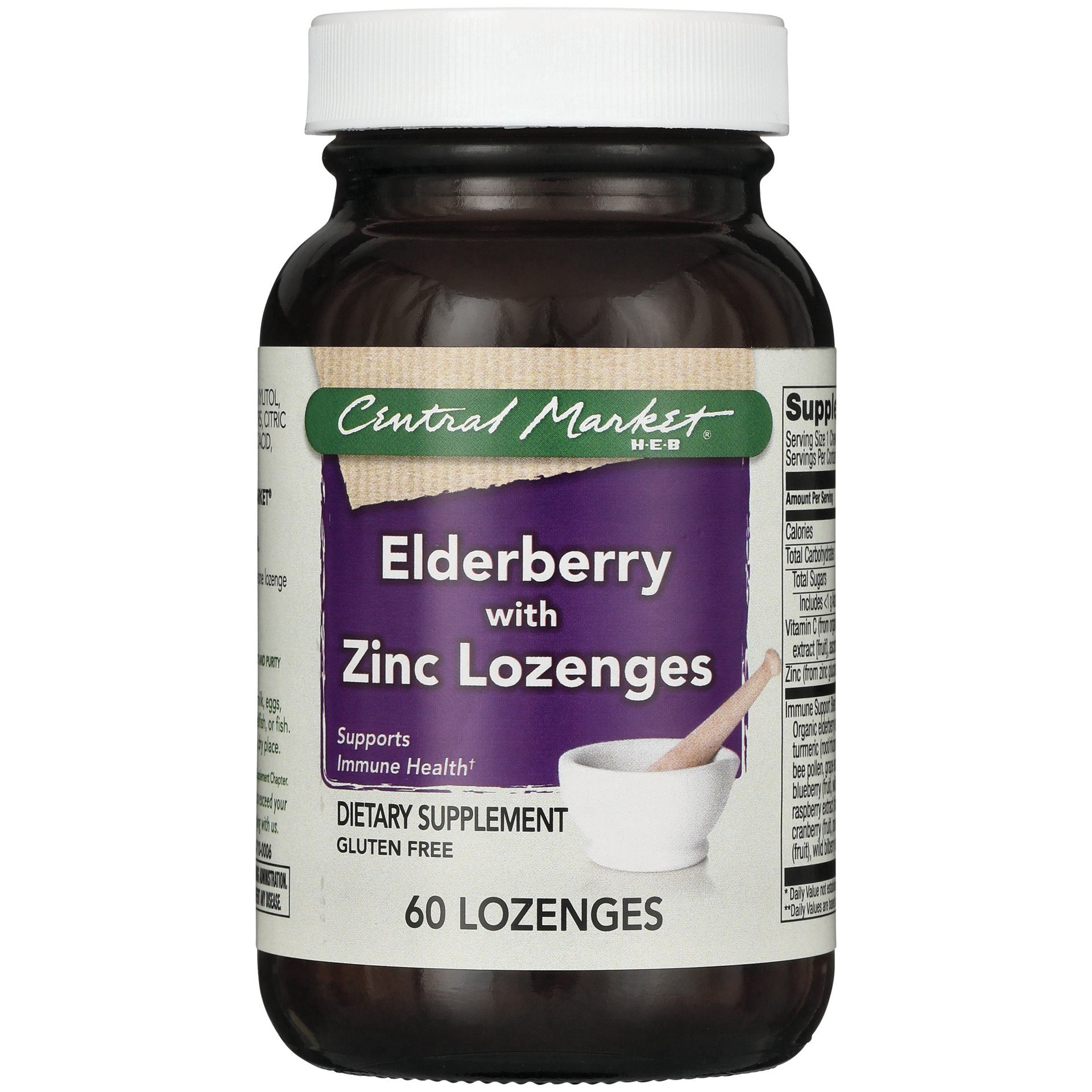 slide 1 of 1, Central Market Elderberry with Zinc Lozenges, 60 ct