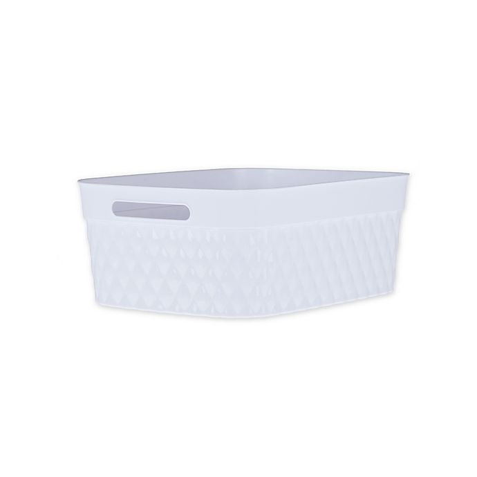 slide 1 of 1, Starplast Medium Rectangular Quilted Flex Storage Basket - White, 1 ct