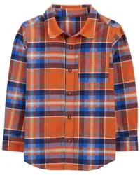 Carter's Kid Plaid Flannel Button-Down Shirt Orange/Blue 12