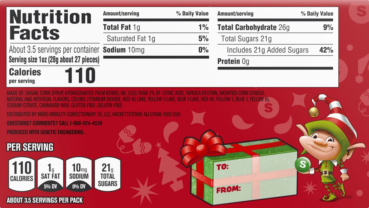 slide 2 of 7, SKITTLES Holiday Mix Christmas Candy, 3.5-Ounce Gift Box, 3 oz