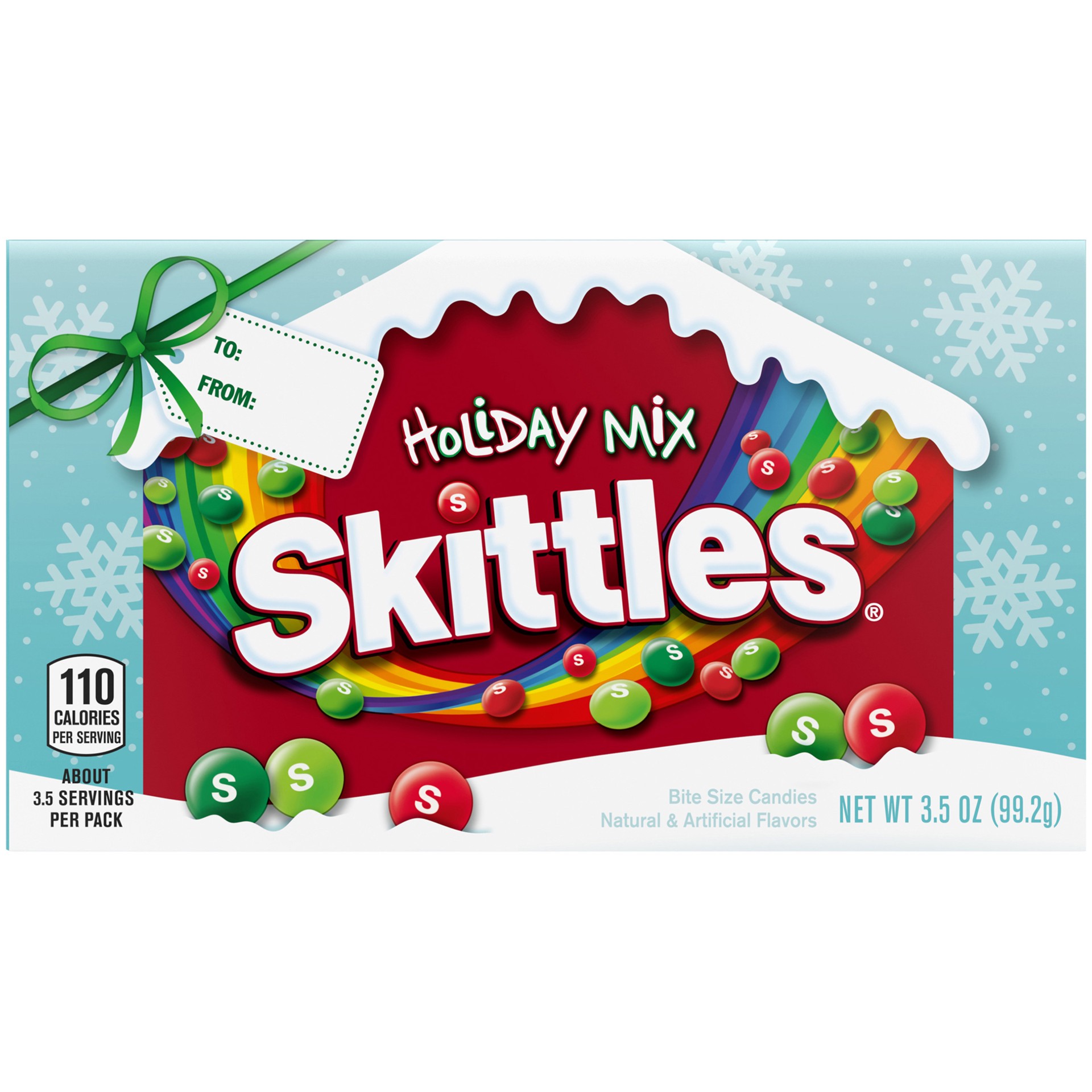 slide 1 of 7, SKITTLES Holiday Mix Christmas Candy, 3.5-Ounce Gift Box, 3 oz