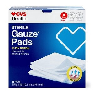 slide 1 of 1, Cvs Health Sterile Gauze Pads, 4 In X 4 In, 25 Ct, 1 ct