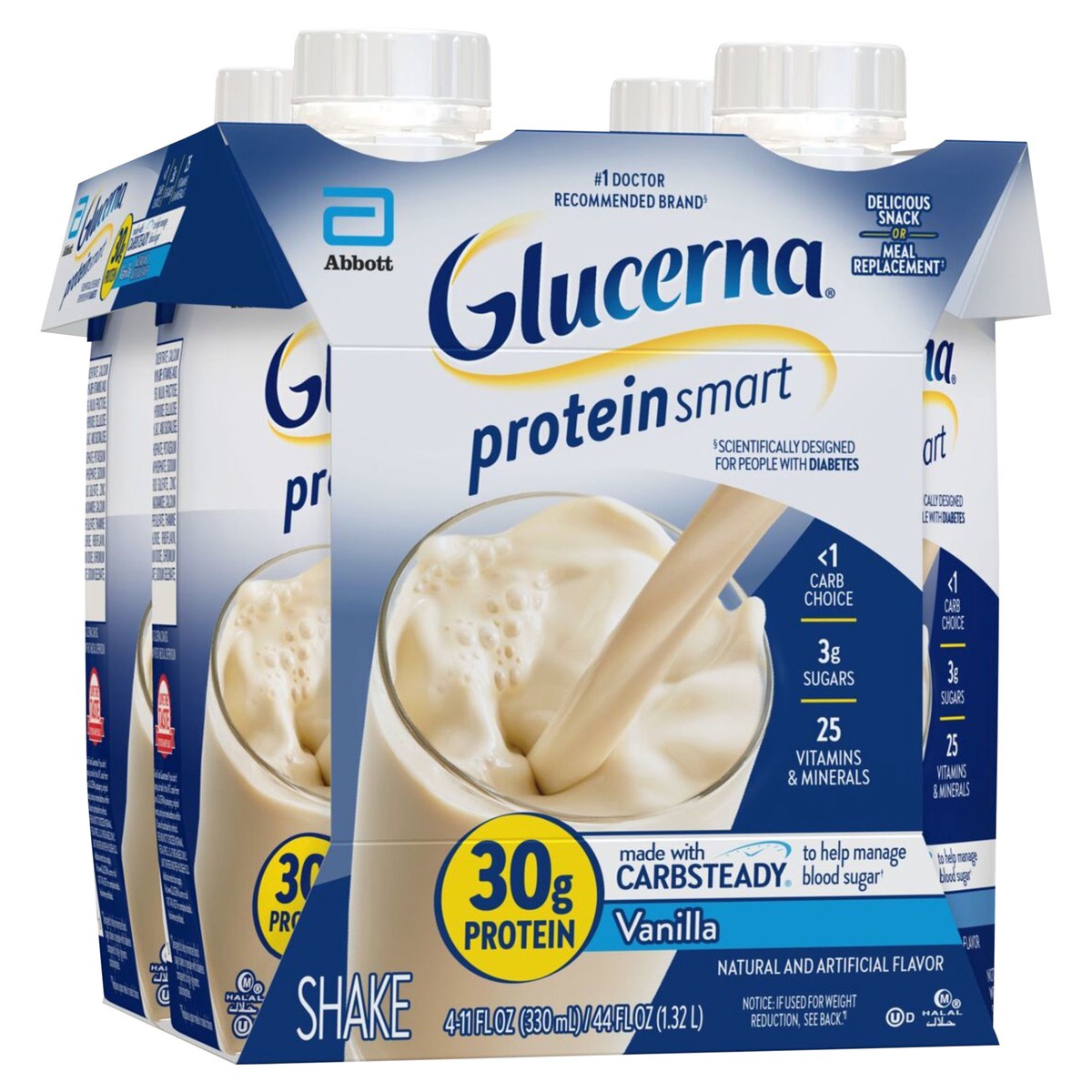 slide 3 of 5, Glucerna Protein Smart Vanilla Shake Carton 4 - 11 fl oz ea, 4 ct