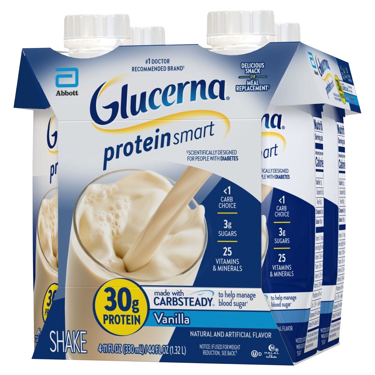 slide 5 of 5, Glucerna Protein Smart Vanilla Shake Carton 4 - 11 fl oz ea, 4 ct