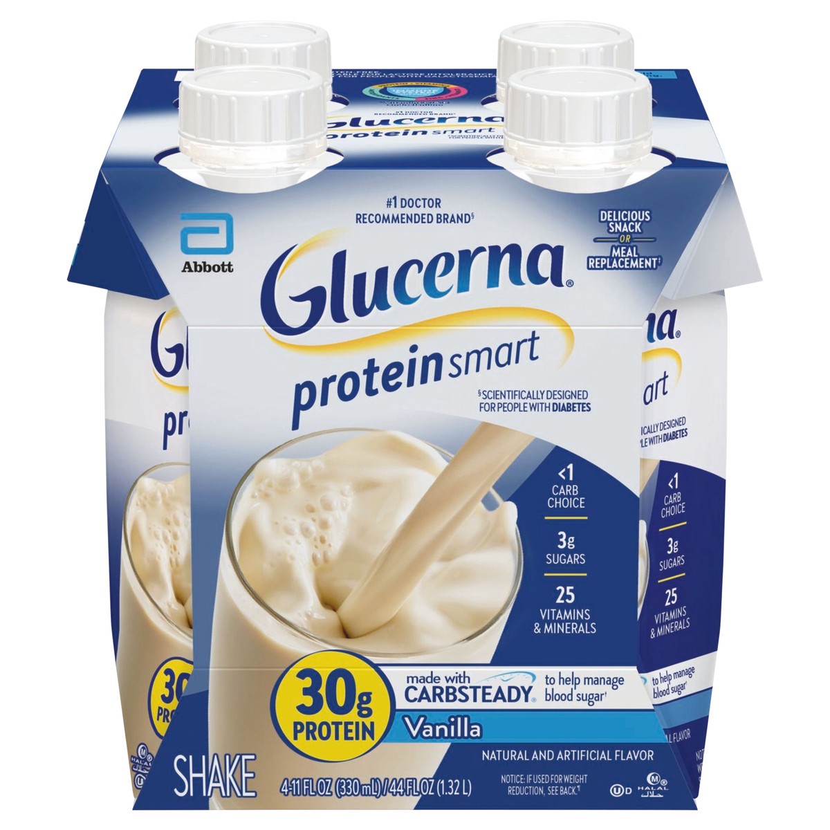 slide 1 of 5, Glucerna Protein Smart Vanilla Shake Carton 4 - 11 fl oz ea, 4 ct