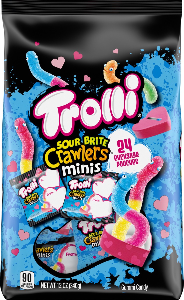 slide 15 of 15, Trolli 07975 157623 Mini Sour Brite Crawlers Valentines 12 oz, 24 ct