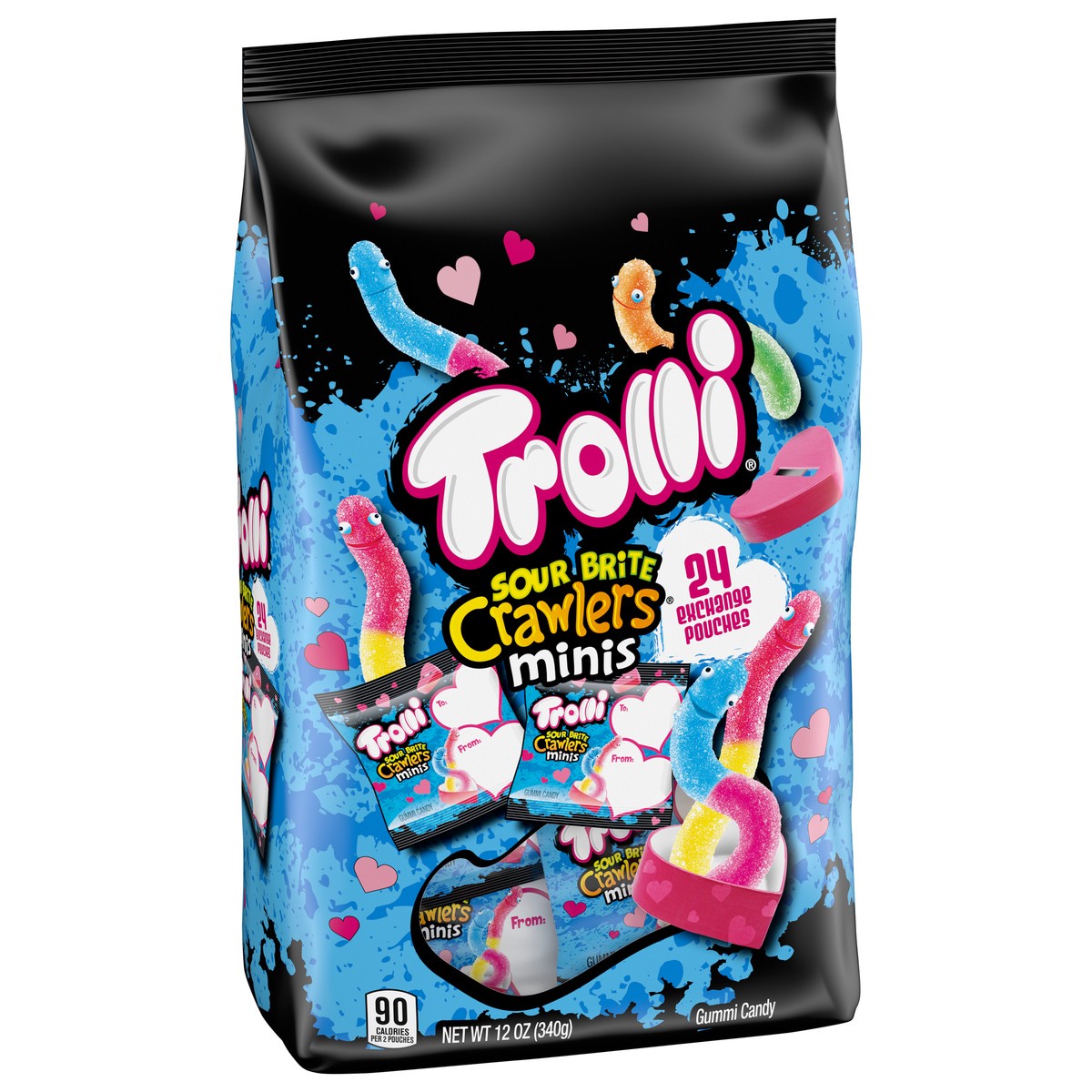 slide 12 of 15, Trolli 07975 157623 Mini Sour Brite Crawlers Valentines 12 oz, 24 ct
