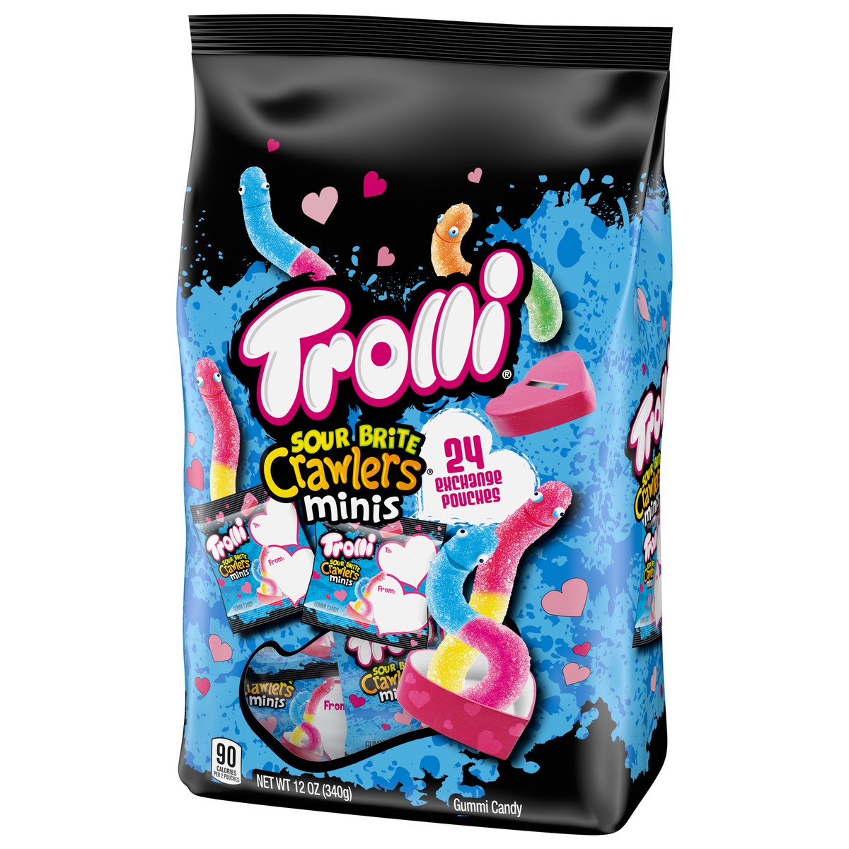 slide 14 of 15, Trolli 07975 157623 Mini Sour Brite Crawlers Valentines 12 oz, 24 ct