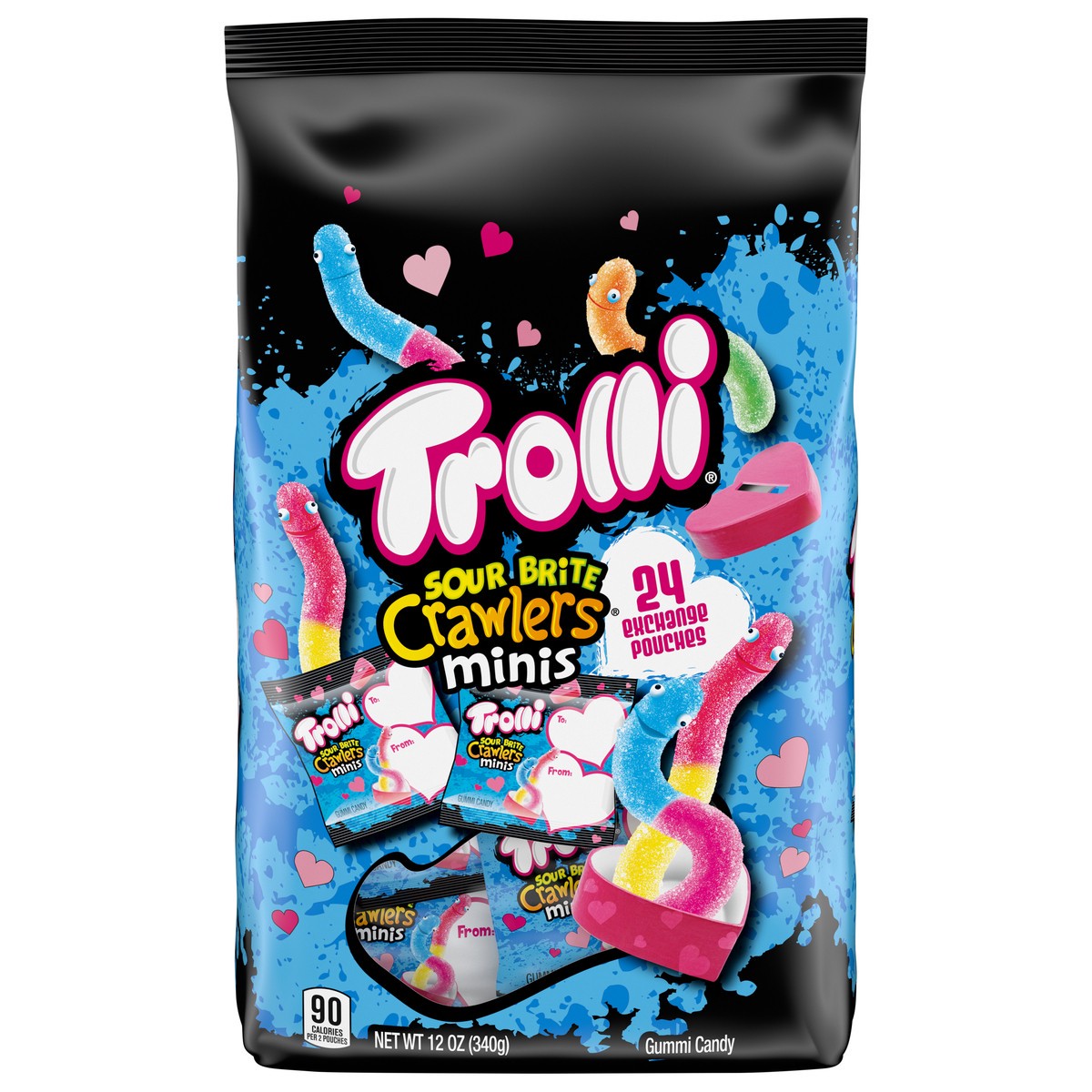 slide 10 of 15, Trolli 07975 157623 Mini Sour Brite Crawlers Valentines 12 oz, 24 ct