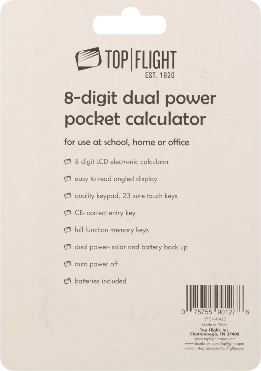 slide 8 of 12, Top Flight Dual Power Basic Calculator - Each, 1 ct
