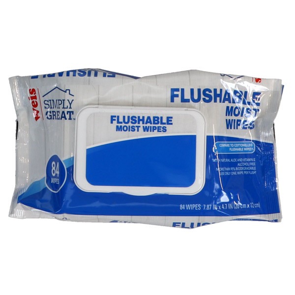 slide 1 of 1, Weis Quality Refill Moist Wipes Flushable, 84 ct