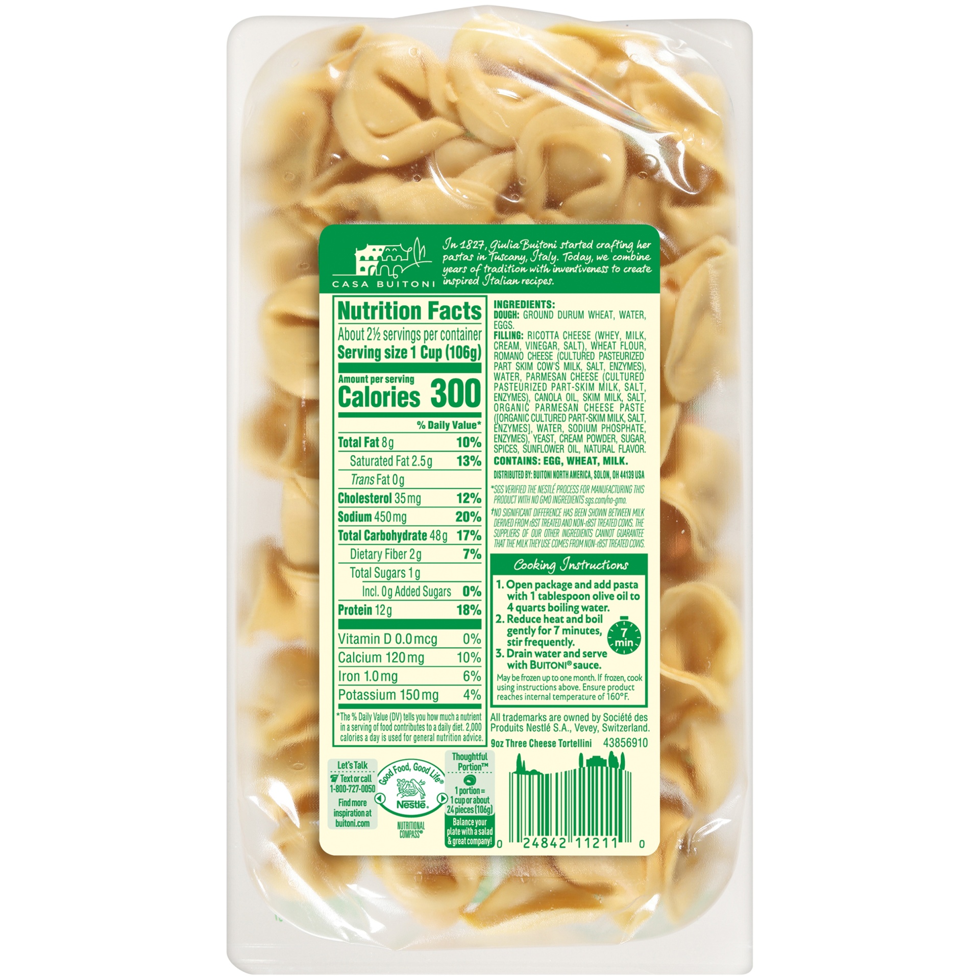 slide 2 of 6, Buitoni Three Cheese Tortellini, Refrigerated Pasta, 9 oz