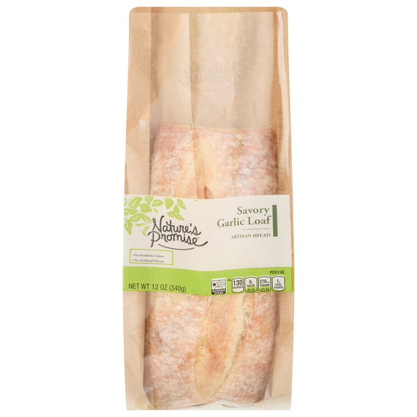 slide 1 of 1, Nature's Promise Savory Garlic Loaf Artisan Bread, 12 oz