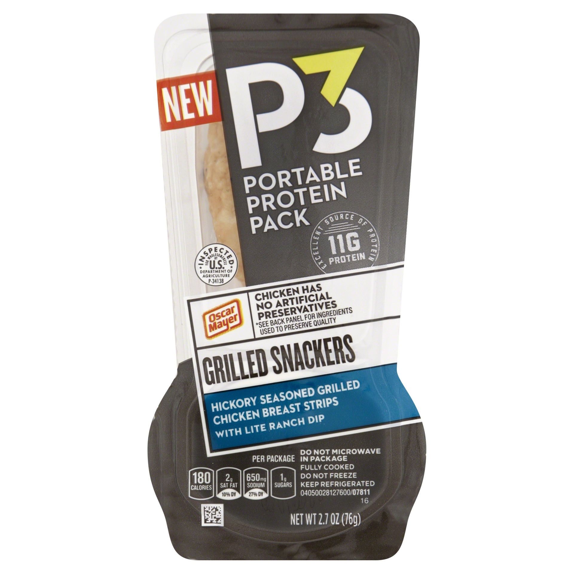 slide 1 of 1, P3 Grill Snackers Chicken Strips with Lite Ranch Dip Portable Protein Pack, 2.7 oz
