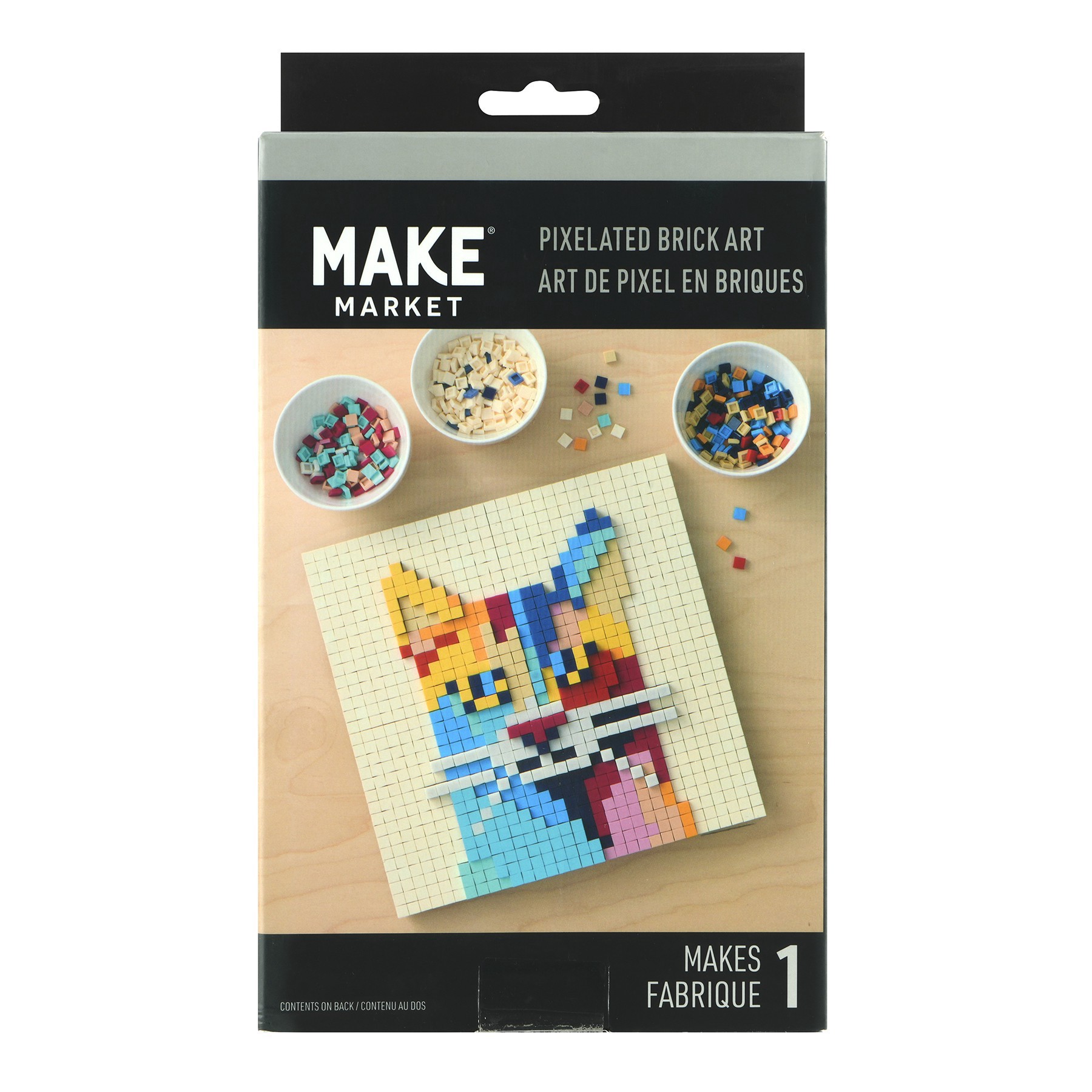 slide 6 of 6, 10" X 10" Colorful Cat Pixelated Brick Art Kit By Make Market, 10 in x 10 in