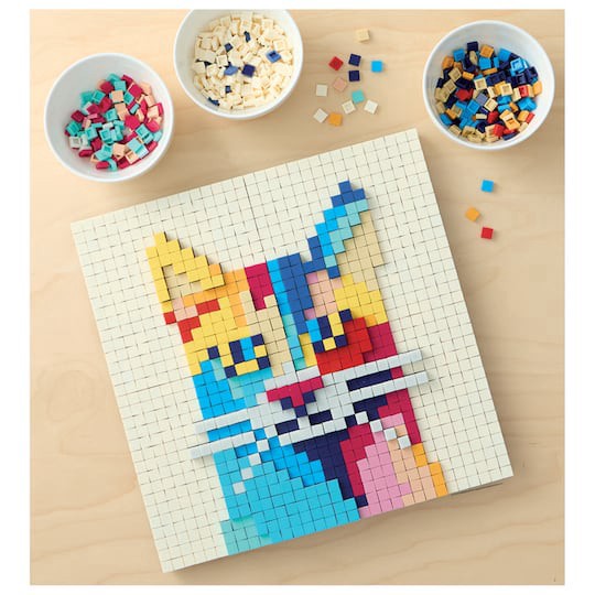 slide 1 of 6, 10" X 10" Colorful Cat Pixelated Brick Art Kit By Make Market, 10 in x 10 in