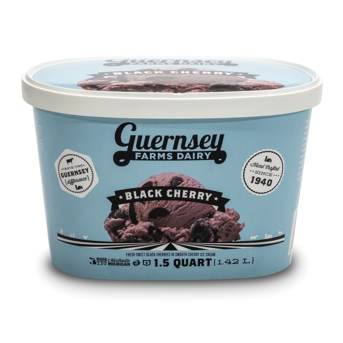 slide 1 of 1, Guernsey Farms Dairy Black Sweet Cherry Ice Cream, 48 oz