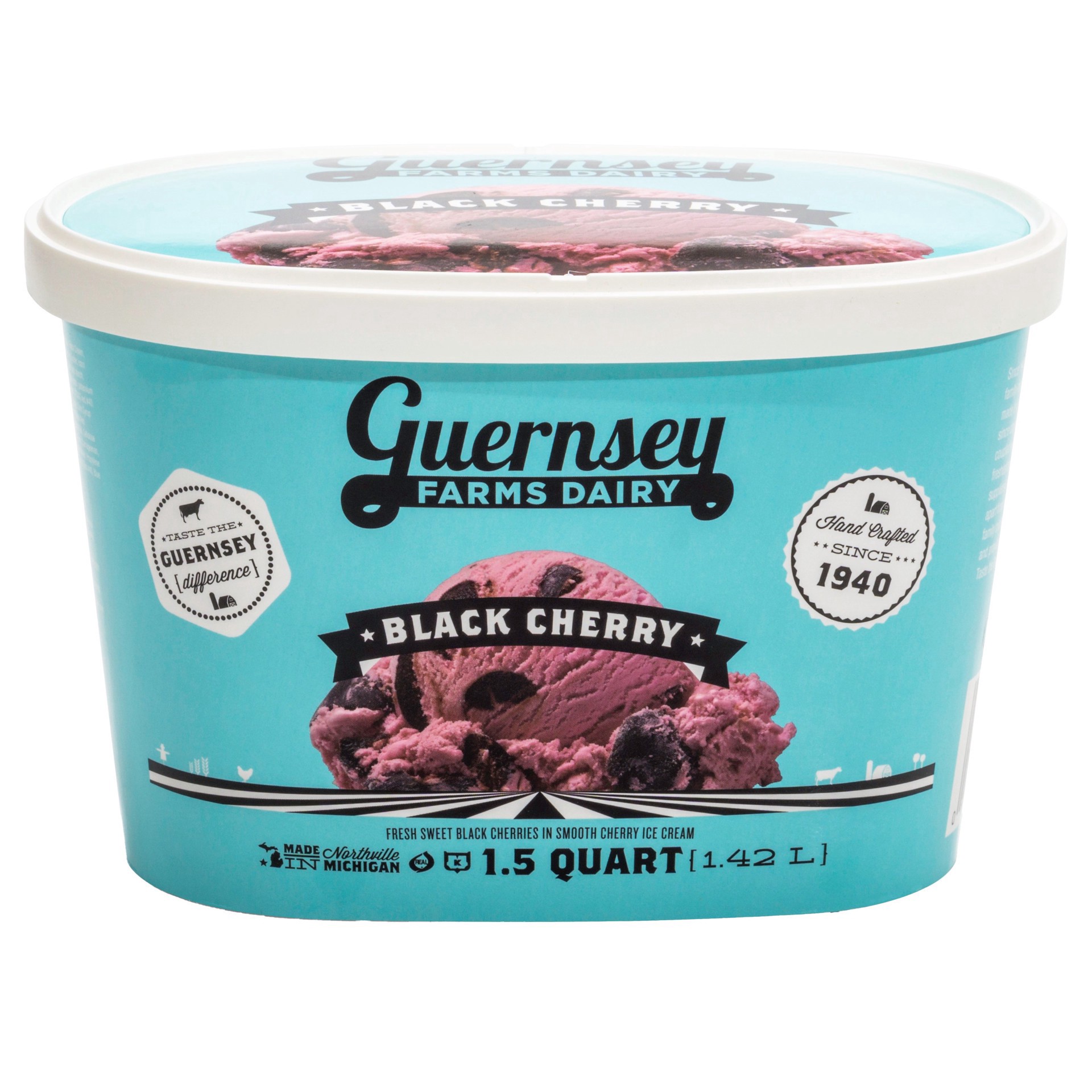 slide 1 of 1, Guernsey Farms Dairy Black Sweet Cherry Ice Cream, 48 oz