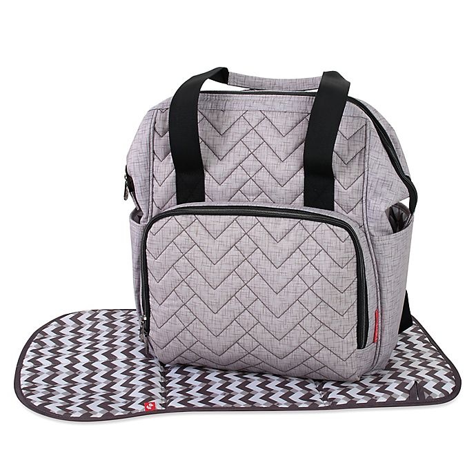 slide 3 of 10, Fisher-Price Solids Diaper Backpack - Grey, 1 ct