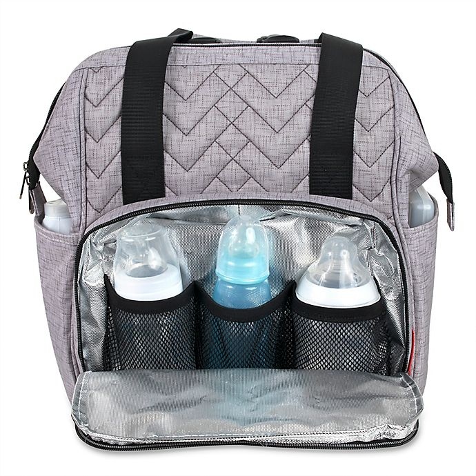 slide 5 of 10, Fisher-Price Solids Diaper Backpack - Grey, 1 ct