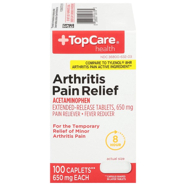 slide 1 of 2, TopCare Health 650 mg Arthritis Pain Relief 100 Caplets, 100 ct