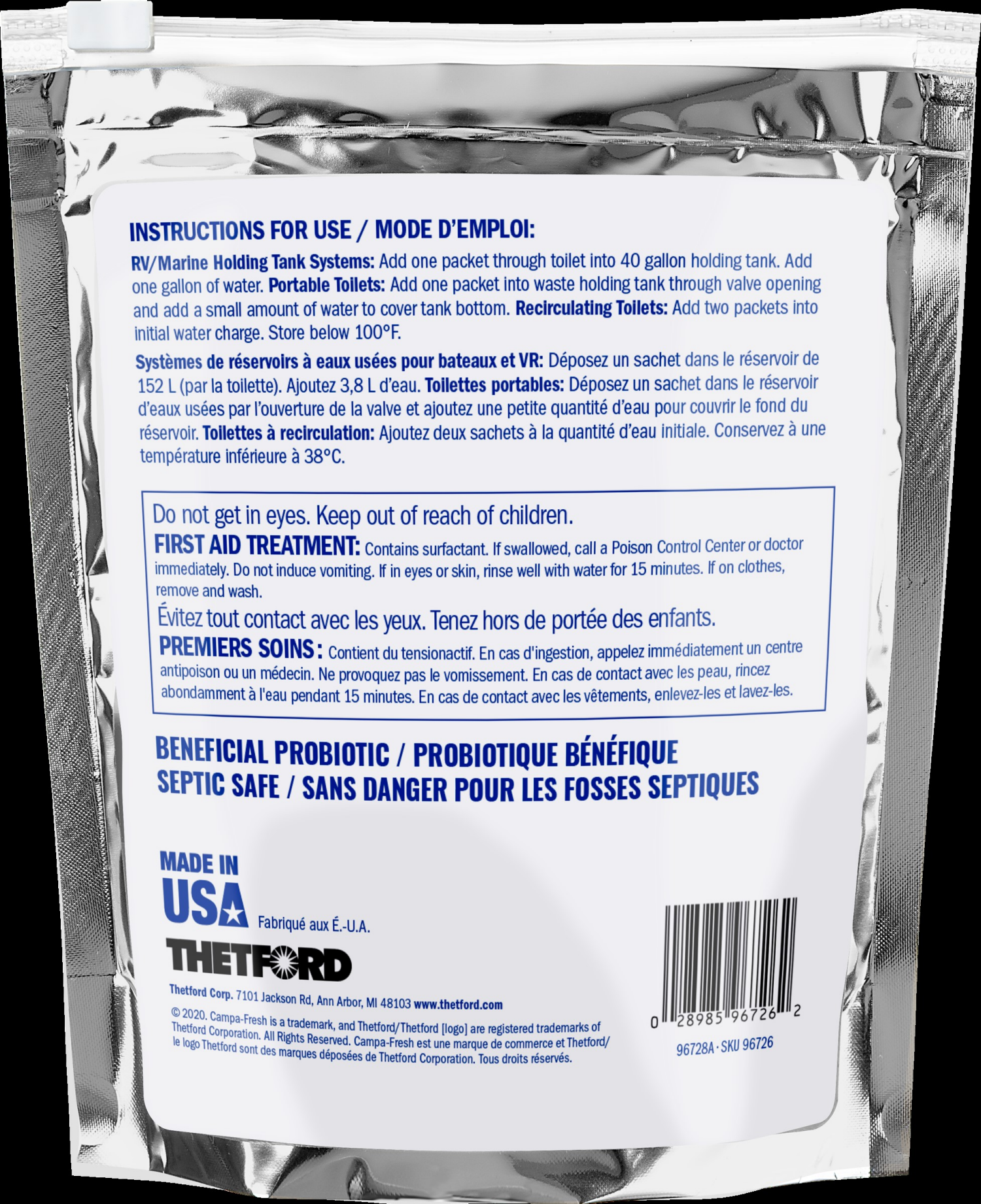 slide 2 of 2, Thetford Campa-Fresh Holding Tank Treatment, 16-Pack of Toss-Ins, Free & Clear, 1 ct