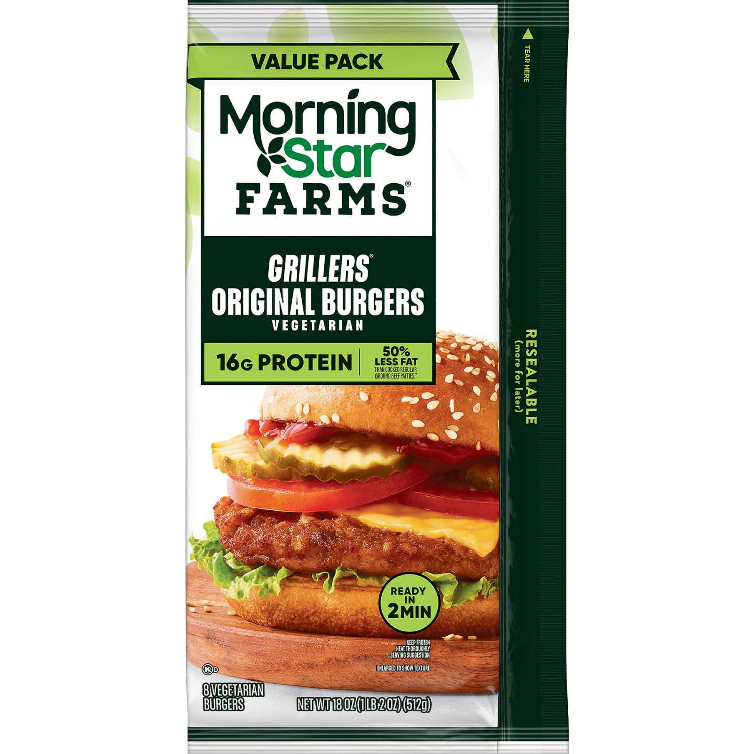 slide 2 of 8, MorningStar Farms Grillers Original Plant Based Veggie Burgers, 8 ct