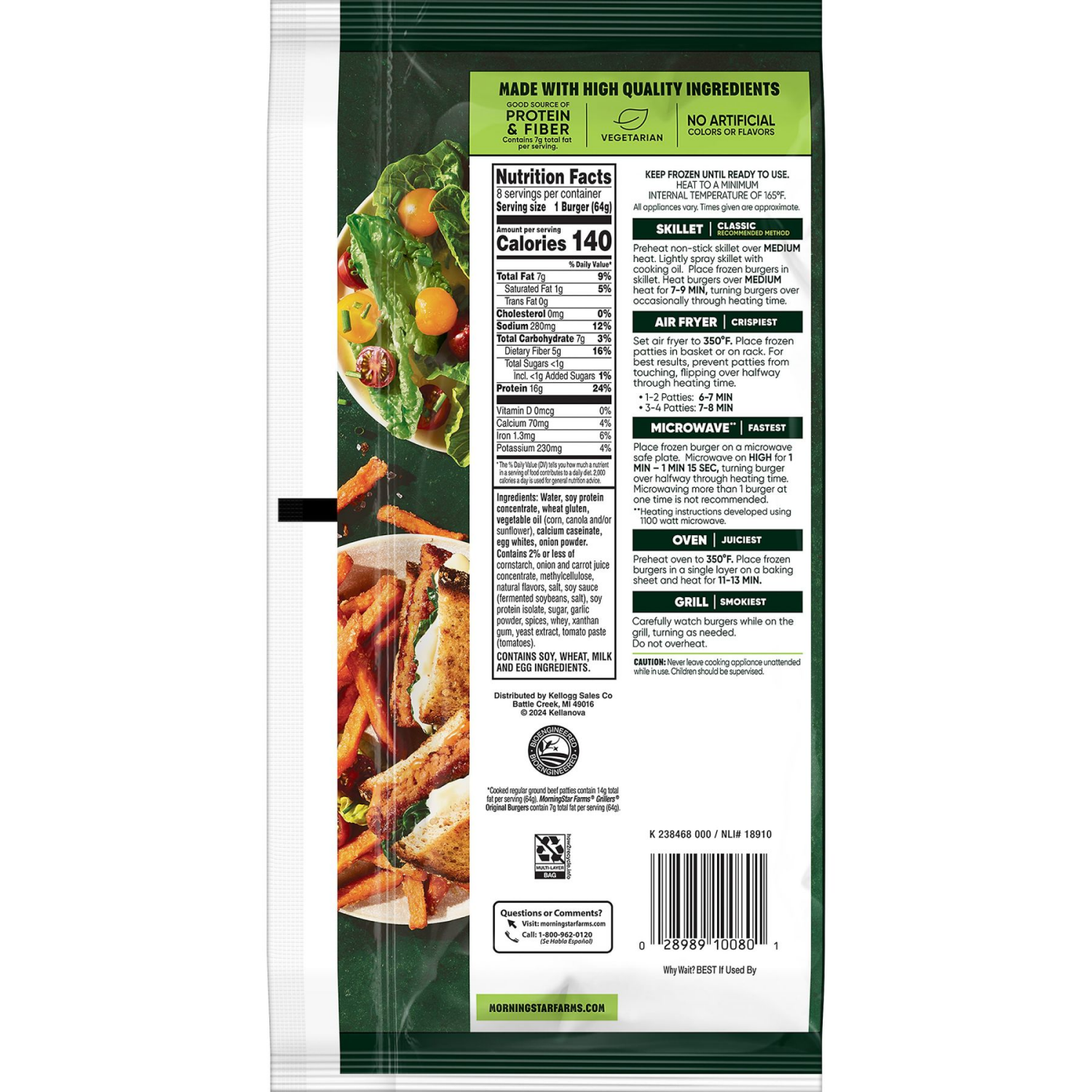 slide 5 of 8, MorningStar Farms Grillers Original Plant Based Veggie Burgers, 8 ct