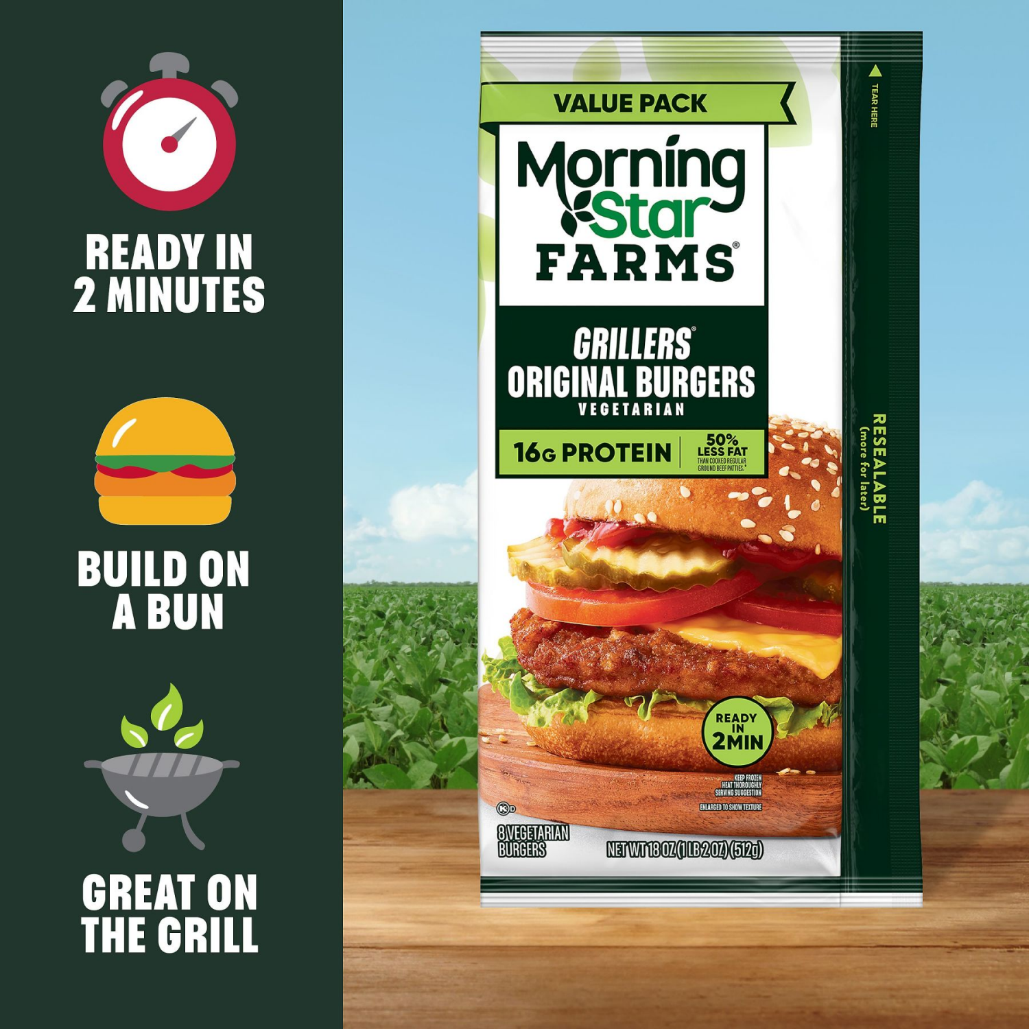slide 7 of 8, MorningStar Farms Grillers Original Plant Based Veggie Burgers, 8 ct