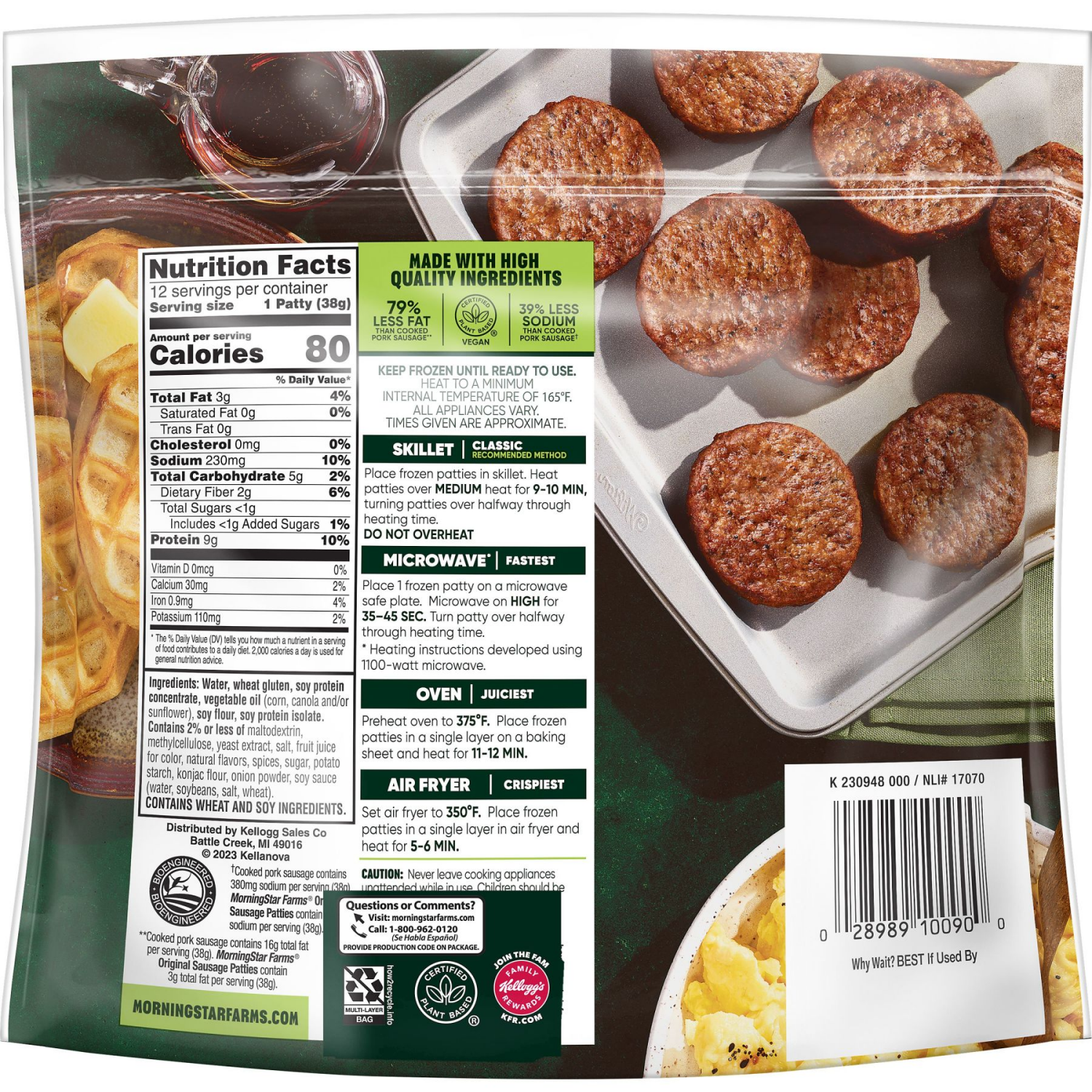 slide 3 of 5, MorningStar Farms Veggie Breakfast Original Sausage Patties, 12 ct