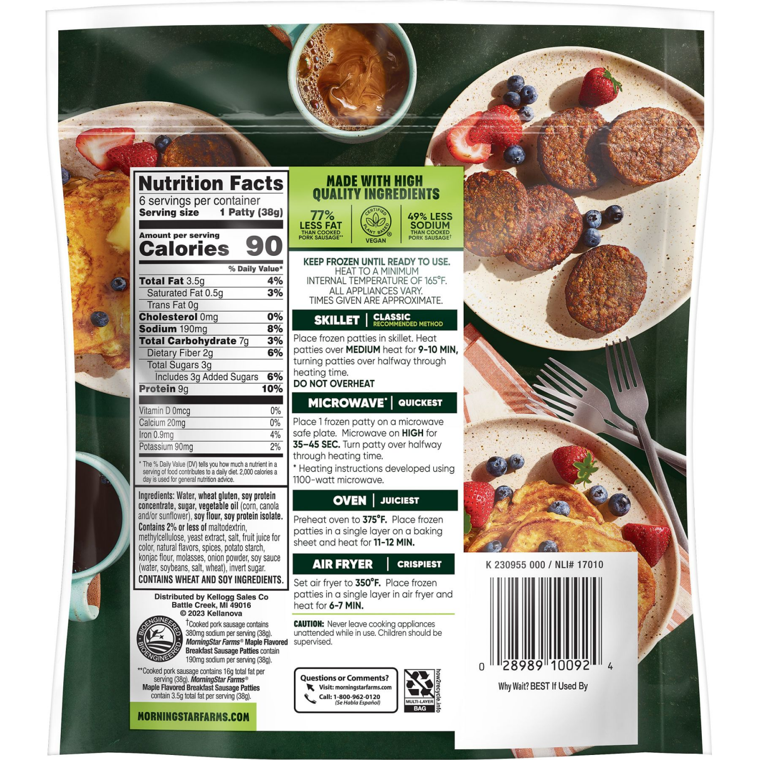 slide 3 of 5, MorningStar Farms Veggie Breakfast Maple Flavored Sausage Patties, 6 ct