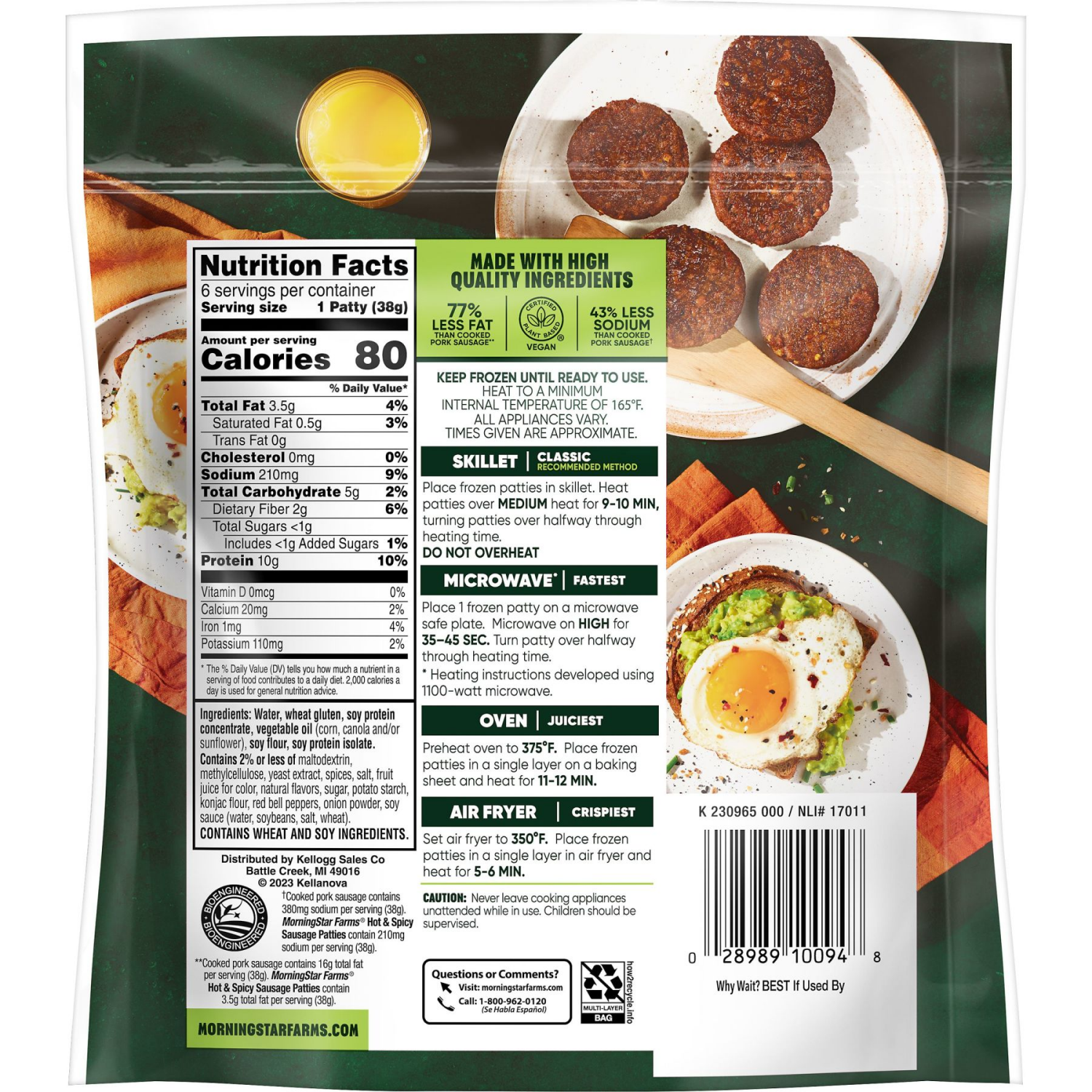slide 3 of 5, MorningStar Farms Veggie Breakfast Hot and Spicy Sausage Patties, 6 ct