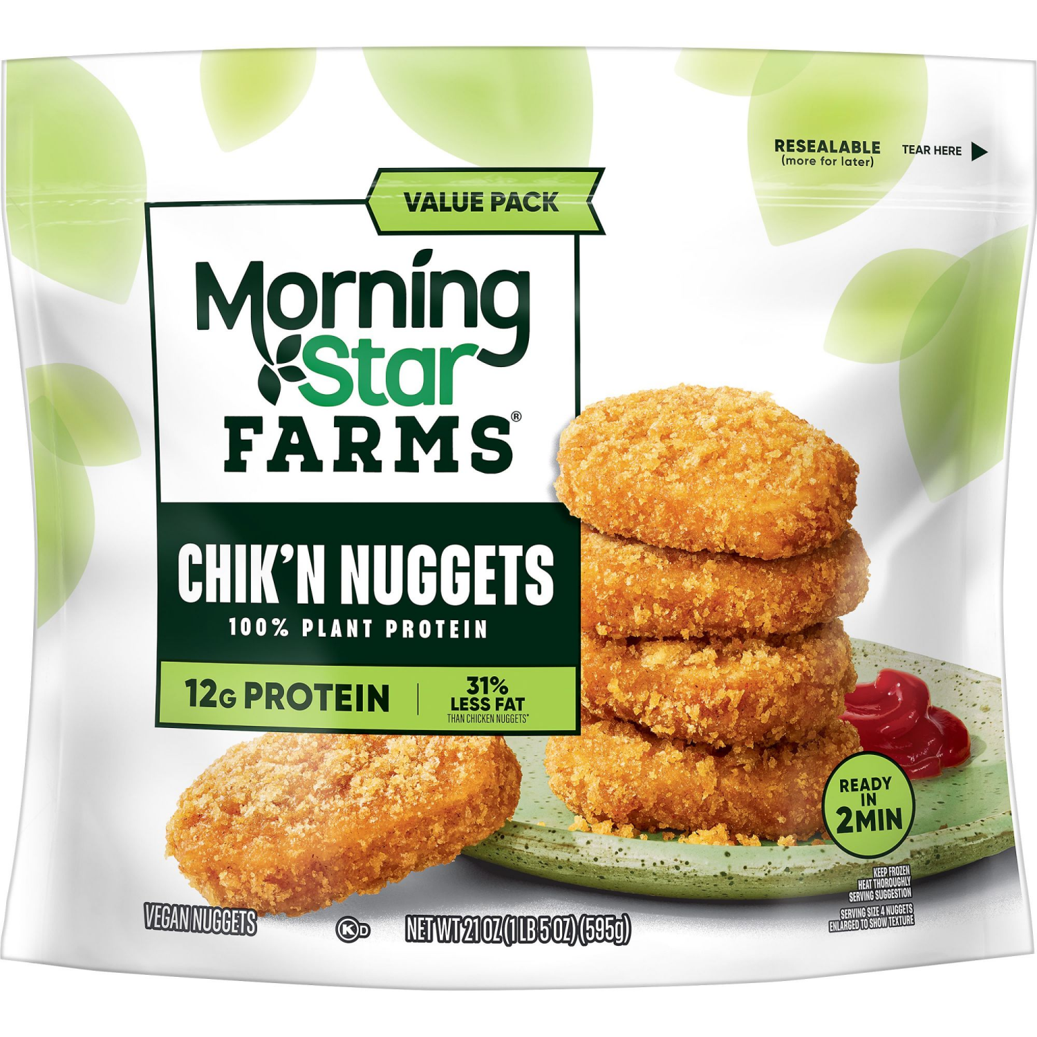 slide 3 of 5, MorningStar Farms Original Chik'n Nuggets, 21 oz