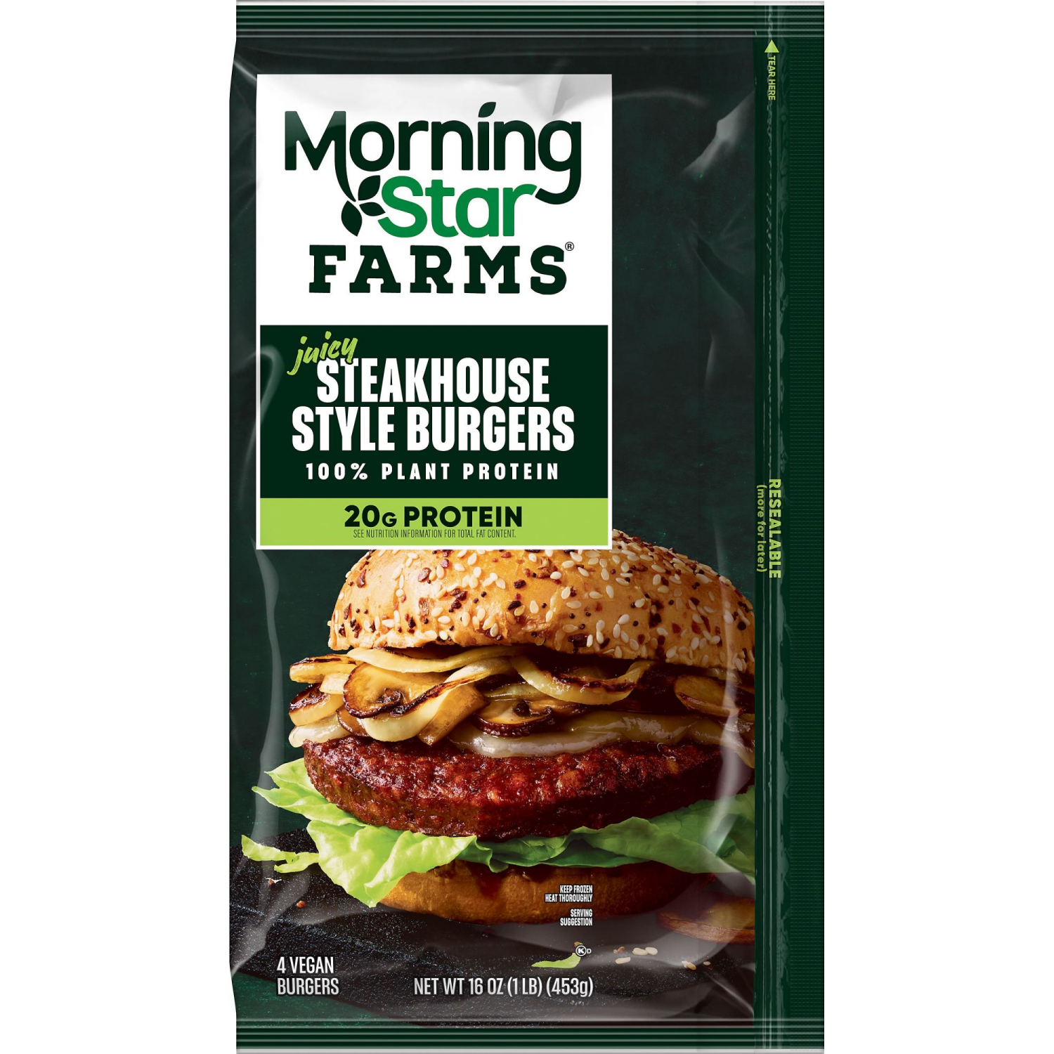 slide 3 of 5, MorningStar Farms Steakhouse Style Plant Based Veggie Burgers, 4 ct