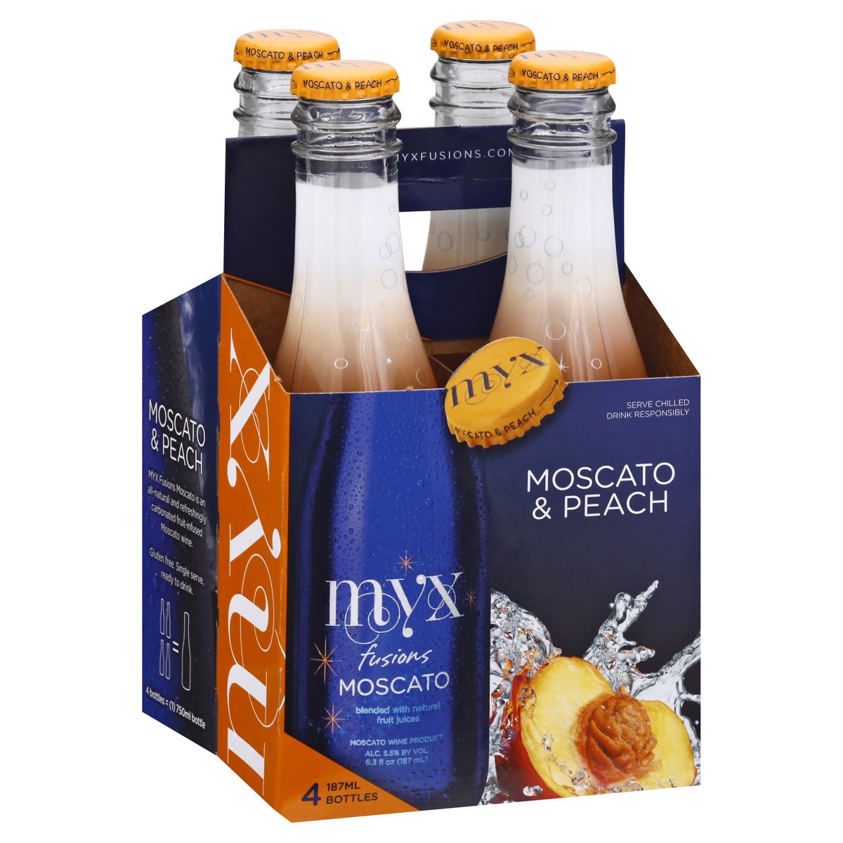 slide 4 of 9, MYX Fusions Myx Moscato Fusions Peach 4Pk, 748 ml