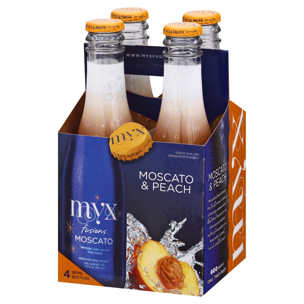 slide 3 of 9, MYX Fusions Myx Moscato Fusions Peach 4Pk, 748 ml