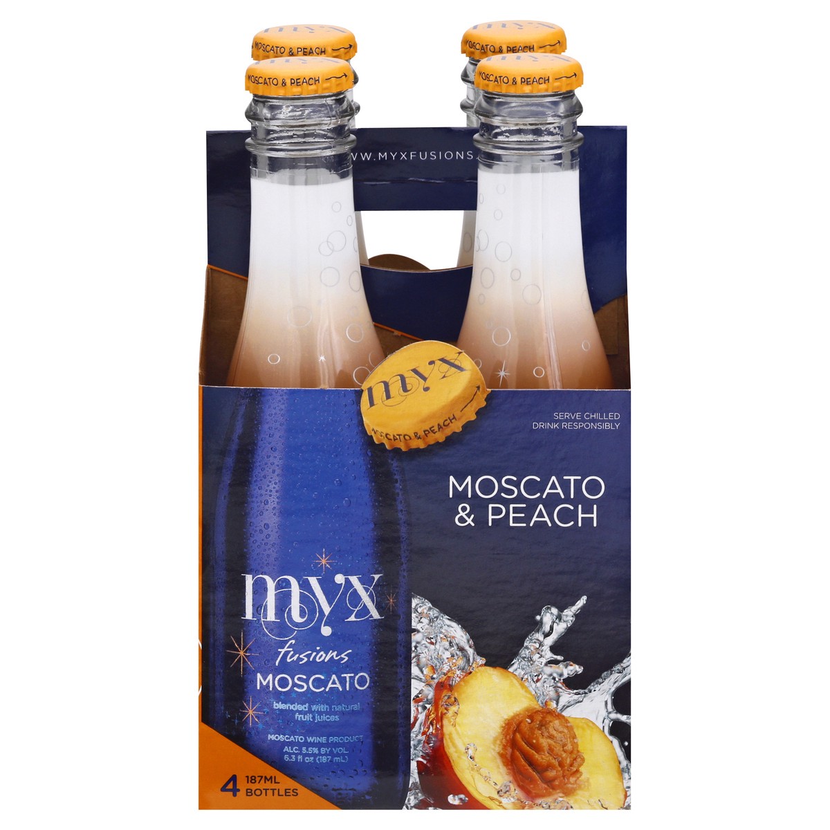 slide 1 of 9, MYX Fusions Myx Moscato Fusions Peach 4Pk, 748 ml