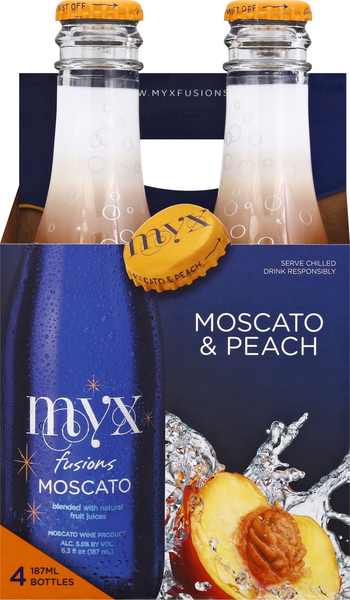 slide 1 of 9, MYX Fusions Myx Moscato Fusions Peach 4Pk, 748 ml