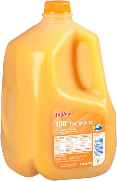 slide 1 of 1, Hy-Vee 100% Orange Juice - 1 gal, 1 gal