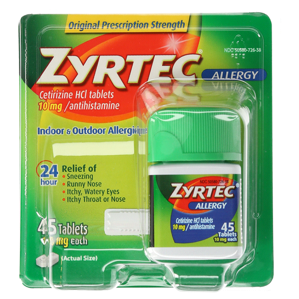 slide 1 of 1, Zyrtec Tablets, 45 ct; 10 mg