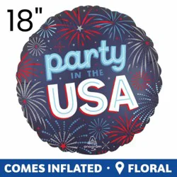 CELEBRATIONS Pre-Filled Helium Patriotic Burst Party In The Usa Foil Balloon